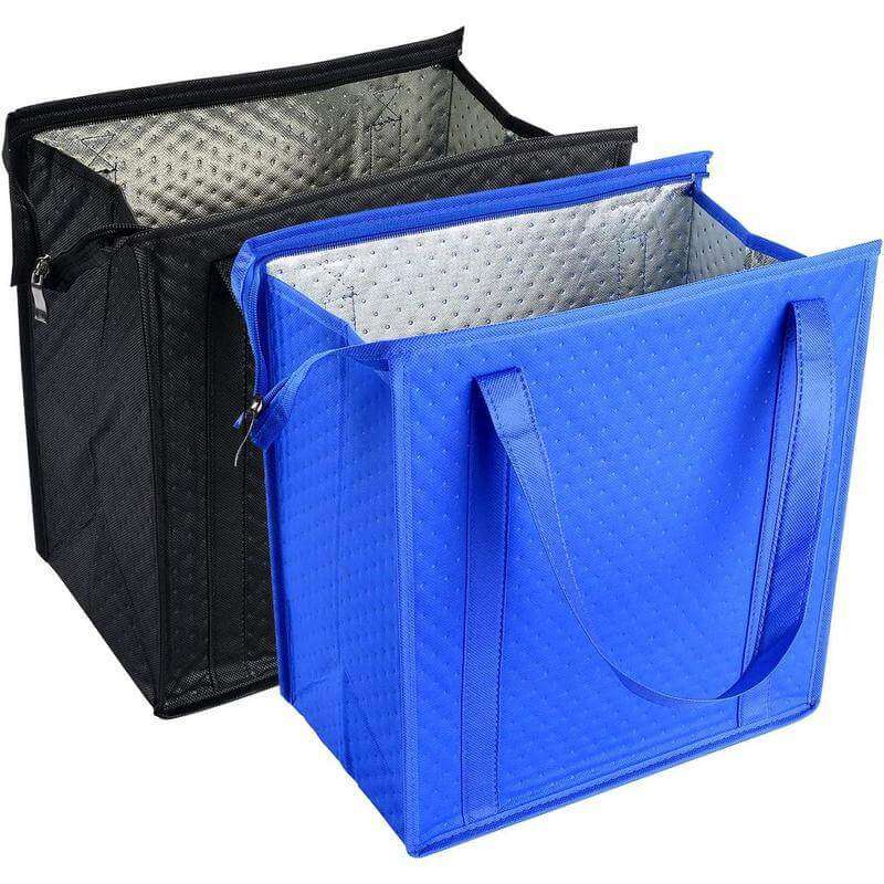2 Count Refrigerator Grocery Bag Cooler Bag Zipper Black – Keep Your Groceries Fresh