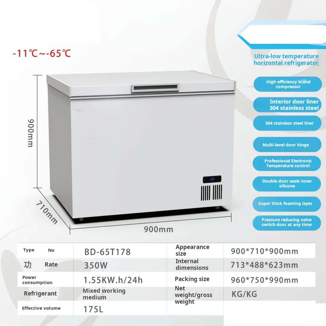 -11℃~-65℃-Ultra-Low-Temperature-Seafood-cold-Storage-Chest-Freezer-meal-Deep-Freezer