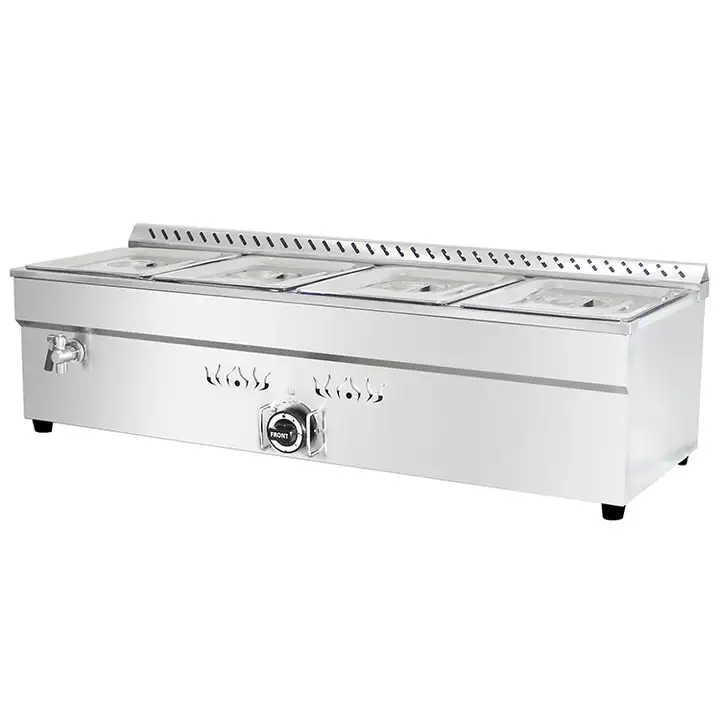 Commercial Bain Marie Food Warmer: Available In LPG Gas Or Electric Heating Options, Designed For Lasting Heat Retention In Buffets And Banquets.