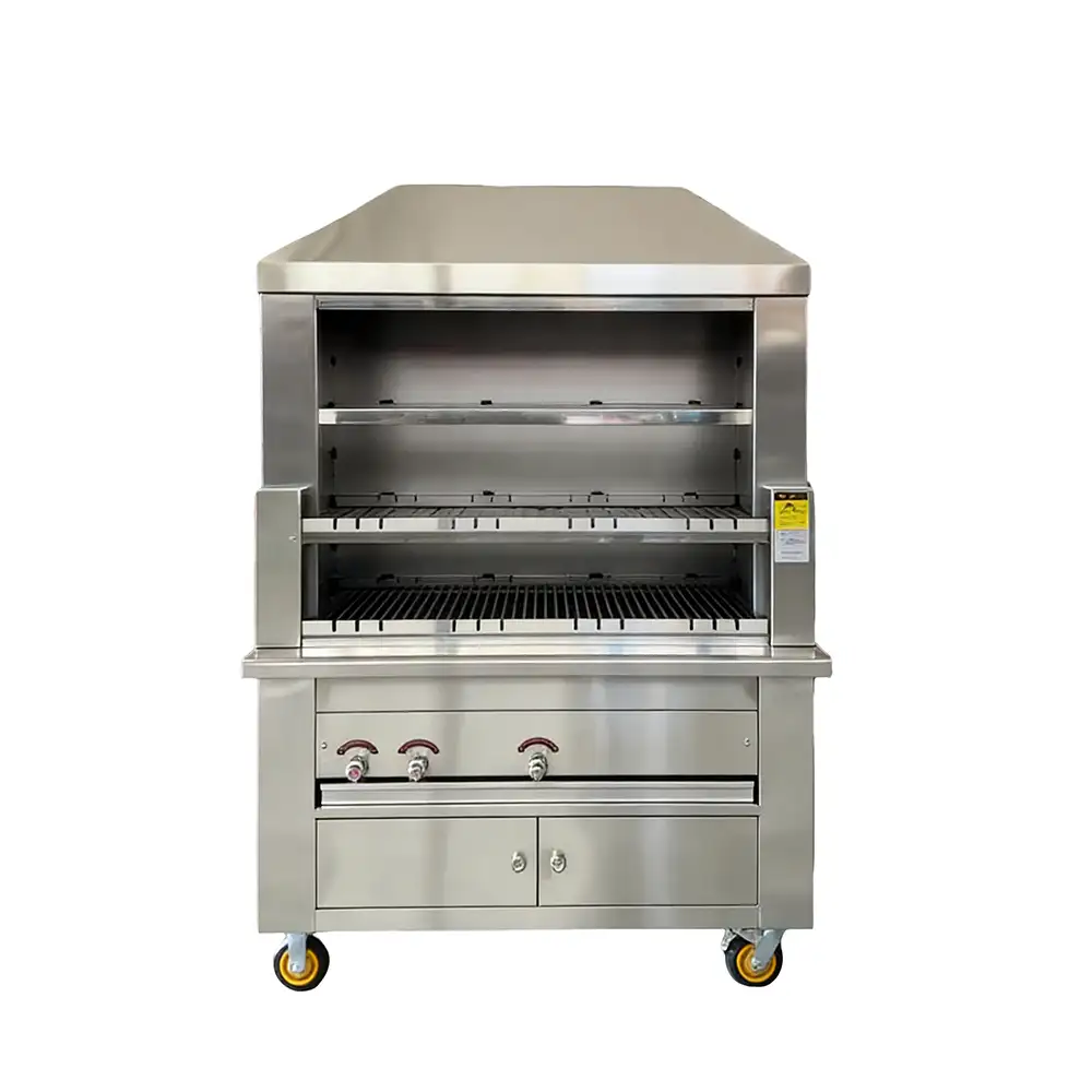 Commercial Horizontal Kebab Grill Gas and Charcoal Rotisserie Machine
